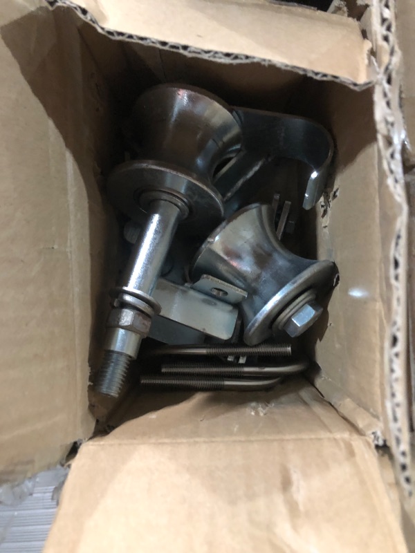 Photo 1 of VEVOR Chain Link Rolling Gate Kit Galvanized Steel Rolling Fence 6 Universal Track Bracket Chain Link Rolling Gate Hardware Kit 2 Solid Rubber Wheels Fence Rolling Kit for Chain Link Sliding Gate