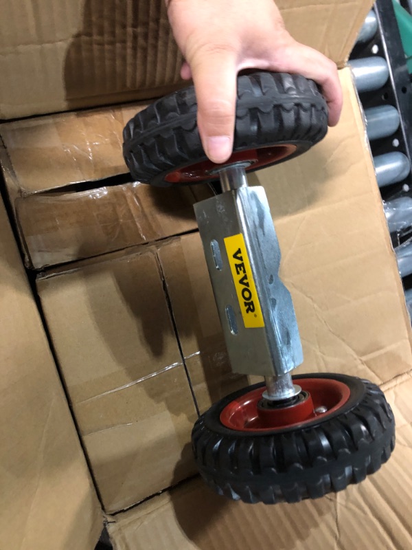 Photo 1 of VEVOR Chain Link Rolling Gate Kit Galvanized Steel Rolling Fence 6 Universal Track Bracket Chain Link Rolling Gate Hardware Kit 2 Solid Rubber Wheels Fence Rolling Kit for Chain Link Sliding Gate