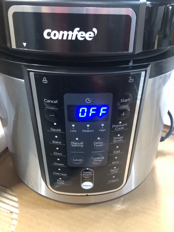 Photo 2 of **NEW OPEN FOR INSPECTION**
COMFEE’ 6 Quart Pressure Cooker 12-in-1 One Touch Kick-Start Multi-Functional Programmable Slow Rice Cooker 