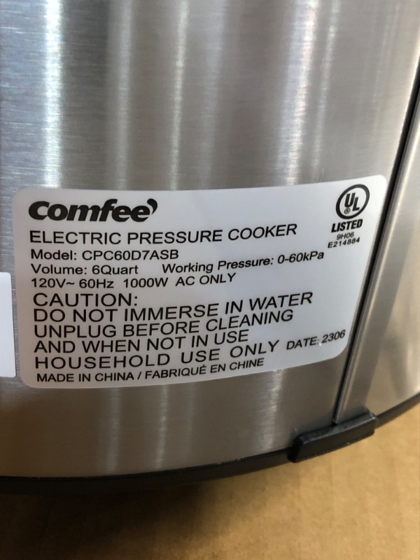 Photo 1 of **NEW OPEN FOR INSPECTION**
COMFEE’ 6 Quart Pressure Cooker 12-in-1 One Touch Kick-Start Multi-Functional Programmable Slow Rice Cooker 