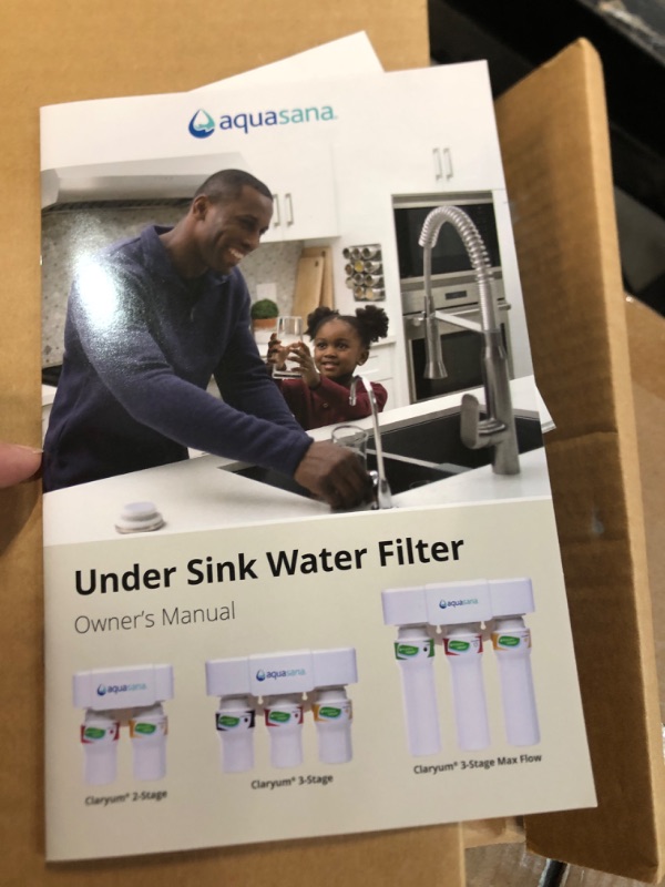 Photo 5 of * used item * unknown if incomplete * 
Aquasana 3-Stage Max Flow Claryum Under Sink Water Filter System - White Brushed Nickel Water Filter