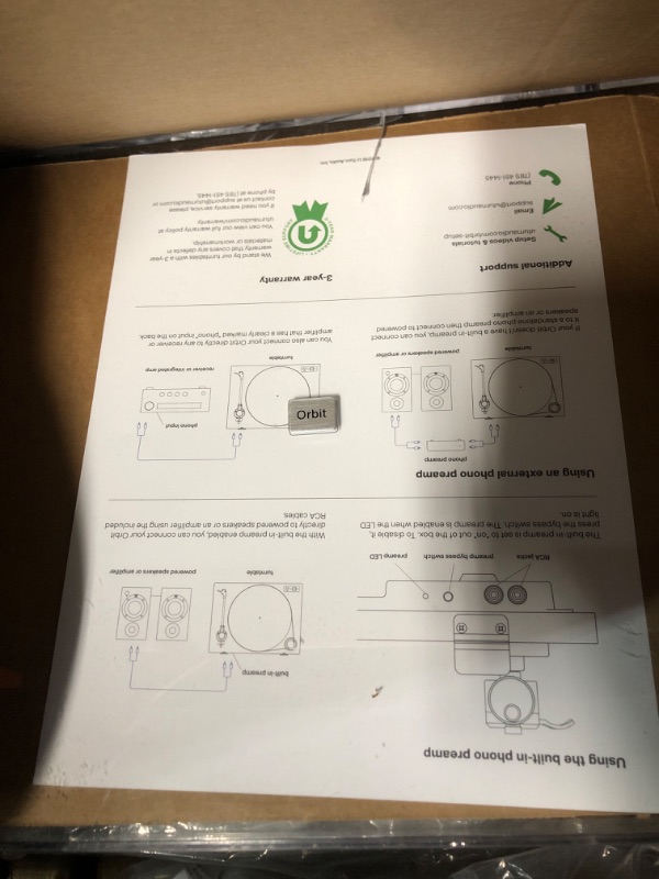 Photo 3 of **LOOKS NEW- TURNS ON**
U-Turn Audio - Orbit Plus Turntable with Built-in Preamp (White)