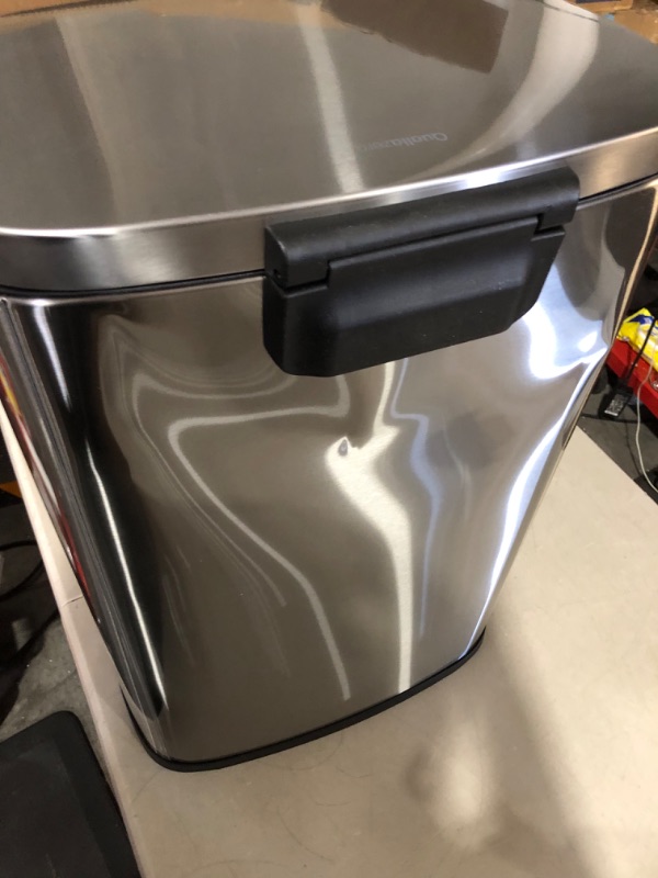 Photo 7 of **HAS DENTS**  QUALIAZERO 50L/13Gal Heavy Duty Hands-Free Stainless Steel Commercial/Kitchen Step Trash Can,