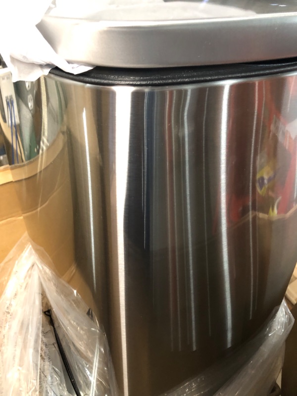 Photo 5 of **HAS DENTS**  QUALIAZERO 50L/13Gal Heavy Duty Hands-Free Stainless Steel Commercial/Kitchen Step Trash Can,