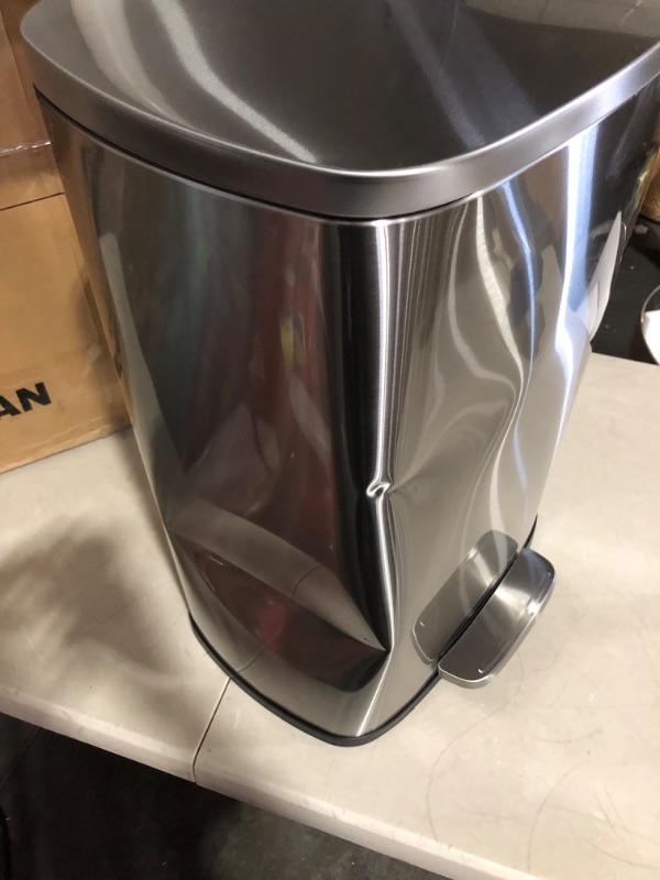 Photo 6 of **HAS DENTS**  QUALIAZERO 50L/13Gal Heavy Duty Hands-Free Stainless Steel Commercial/Kitchen Step Trash Can,