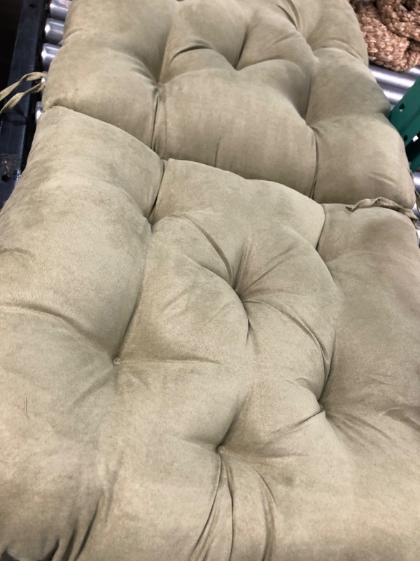 Photo 2 of (USED)*HAS BEEN USED BUT LOOKS NEW* Blazing Needles Microsuede Tufted High Back Chair Cushion, 48" x 24", Sage Green 