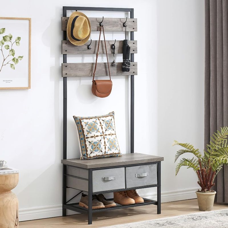 Photo 1 of **LOOSE HARDWARE**
YuanKanJu Sudopo Entryway Coat Rack Bench, 