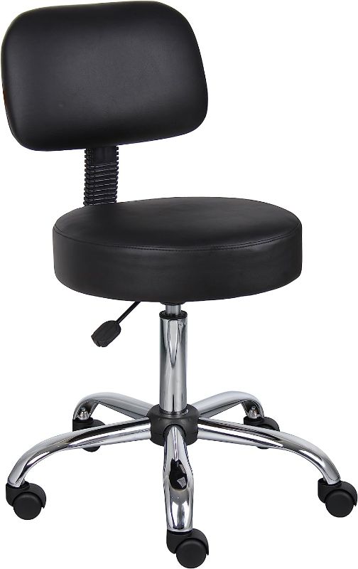 Photo 1 of  Office Products Be Well Medical Spa Stool with Back in Vinyl, Black
