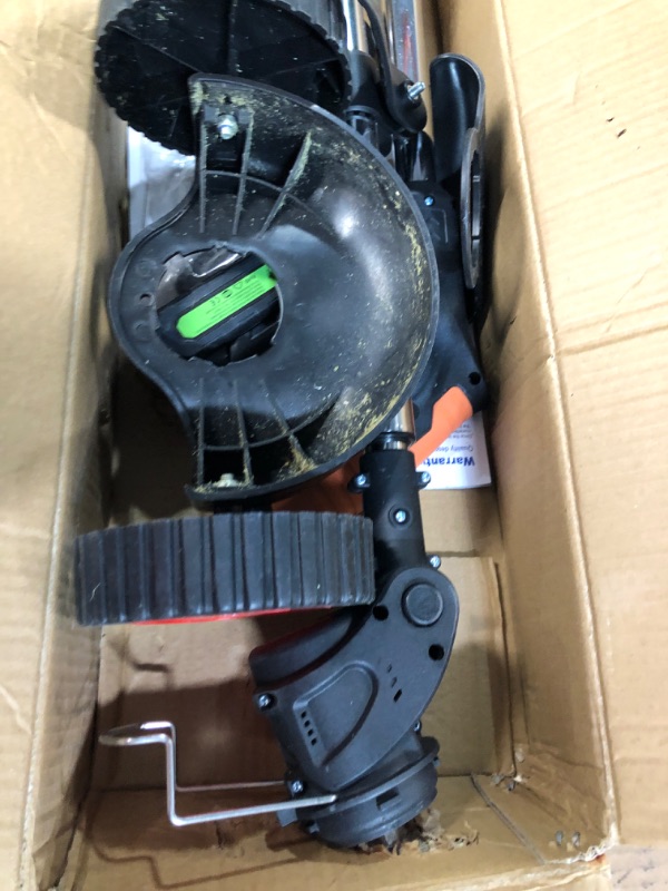 Photo 1 of **HAS BEEN USED- DIRTY- UNABLE TO TEST**
Cordless Weed Eater String Trimmer,3-in-1 Lightweight Push Lawn Mower & Edger Tool with 3 Types Blades, Black