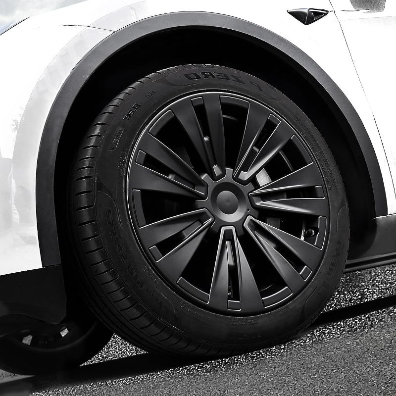 Photo 1 of **STOCK IMAGE FOR REFERENCE ONLY**
BEEGROW Fits Tesla Model Y Wheel Covers 19 Inch, Matte Black