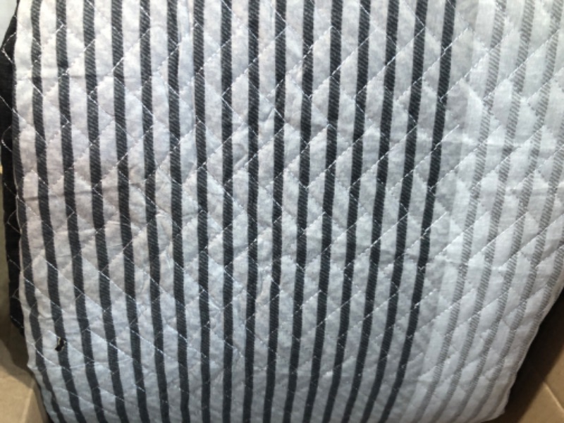 Photo 4 of **HAS BEEN USED**
FlySheep Boho Striped Quilt Set Full Queen Size, 3 Pcs Grey and White Reversible Bedspread