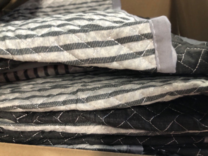 Photo 3 of **HAS BEEN USED**
FlySheep Boho Striped Quilt Set Full Queen Size, 3 Pcs Grey and White Reversible Bedspread