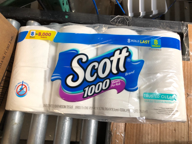 Photo 2 of Scott 1000 Sheets Per Roll, 8 Toilet Paper Rolls, Bath Tissue 8 Count (Pack of 2)