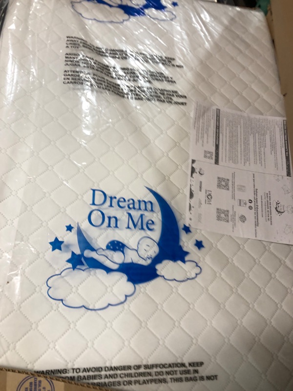 Photo 2 of **NEW OPEN FOR INSPECTION**
Dream On Me Holly 3” Fiber Portable, Greenguard Gold Certified, Waterproof Vinyl Cover, Lightweight Mini Crib Mattress, White