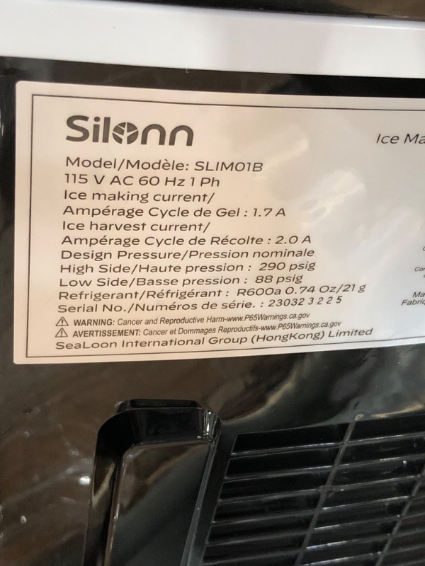 Photo 6 of **HAS BEEN USED- TURNS ON**
Silonn Ice Makers Countertop 9 Bullet Ice Cubes & Brita Standard Everyday Water Filter Pitcher, White, Large 10 Cup, 1 Count