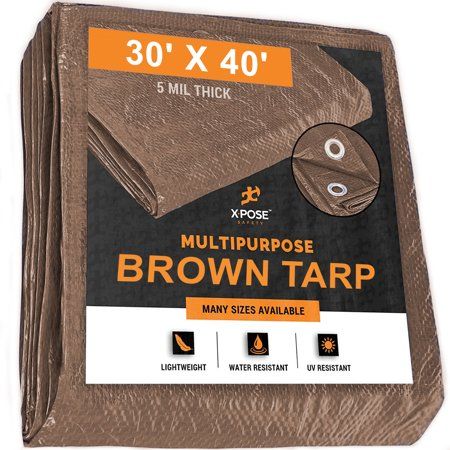 Photo 1 of **USED**
Multipurpose Protective Cover Brown Poly Tarp 30' X 40' - Durable, Water Resistant- 5 Mil
