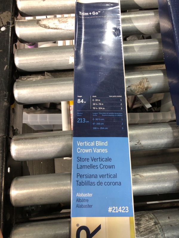 Photo 1 of **LOOKS NEW**
LEVOLOR Trim+Go 3.5" Slat x 84" Corded Alabaster Plastic Room Darkening Full-view Standard Vertical Blinds in Off-White - 13 ct