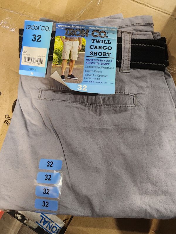 Photo 3 of **2-PAIRS** IRON CLOTHING Men's Stretch Twill Multi Pocket Cargo Short, Graphite 32