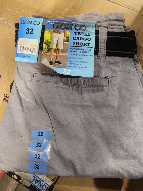 Photo 2 of **2-PAIRS** IRON CLOTHING Men's Stretch Twill Multi Pocket Cargo Short, Graphite 32