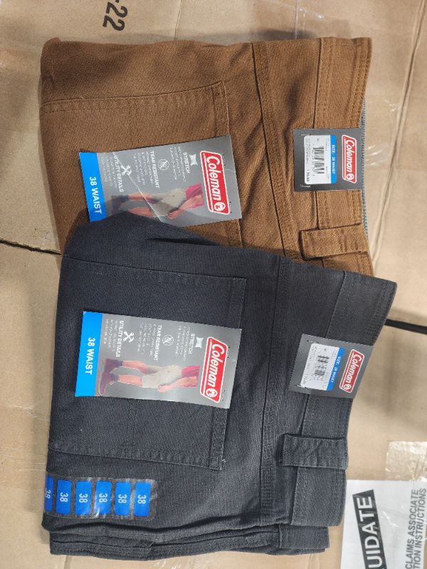 Photo 2 of **2-PAIRS** Coleman Men's Relaxed Fit Tear Resistant Stretch Utility Shorts SIZE 38, CHARCOAL COLOR AND RUST COLOR