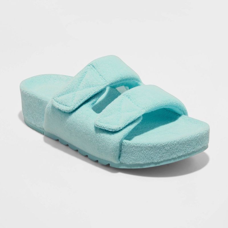 Photo 1 of (USED) Women's Remi Platform Slide Sandals - a New Day Turquoise Blue 11