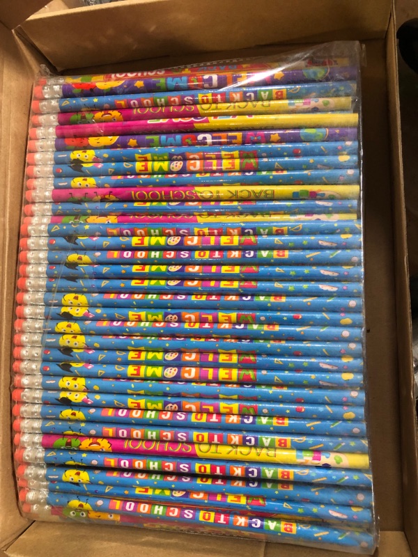 Photo 2 of 210 Pcs Welcome Back to School Pencils First Day of School Pencils Holiday Pencils Inspirational Pencils HB Pencils with Eraser for Exams School Stationery Party Reward Supplies, Classroom Reward