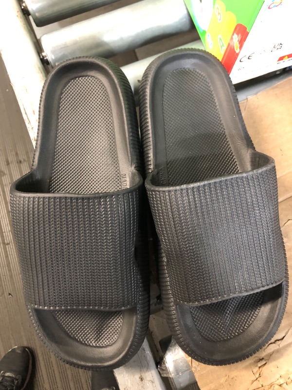 Photo 1 of rosyclo Cloud Slippers for Women and Men Massage Thick Sole Non-Slip Shower Slippers Bathroom Super Soft Comfy House Cloud Slide Slippers for Indoor and Outdoor 11.5-12.5 Women/10.5-11 Men Black
