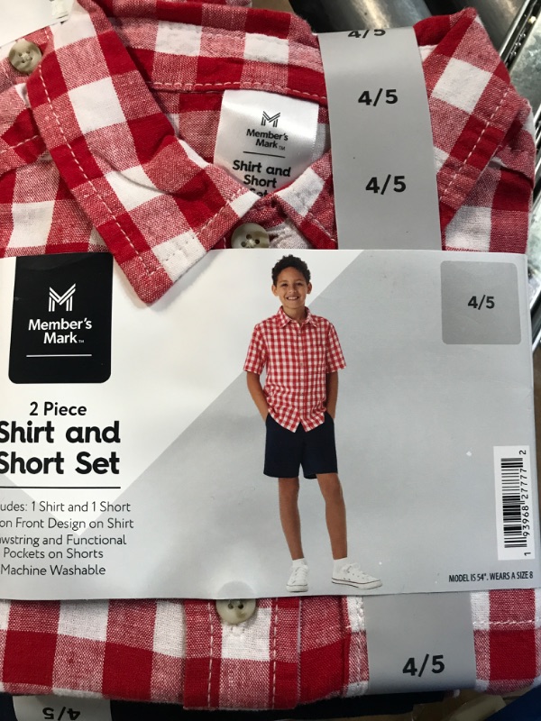 Photo 3 of Member's Mark Boy's 2 Piece Button Short Sleeve Shirt Drawstring Short Set- SET OF 2 -SIZES 4/5