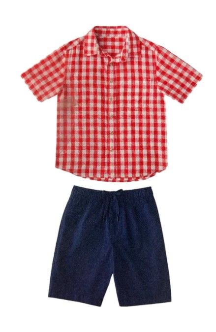 Photo 1 of Member's Mark Boy's 2 Piece Button Short Sleeve Shirt Drawstring Short Set- SET OF 2 -SIZES 4/5