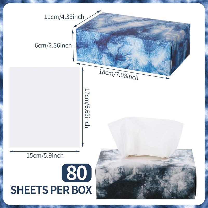 Photo 1 of 4 Boxes Sheets Facial Tissues 3 Ply Assorted Colors Tissue Boxes Flat Tissue Holder (Classic Marbled)