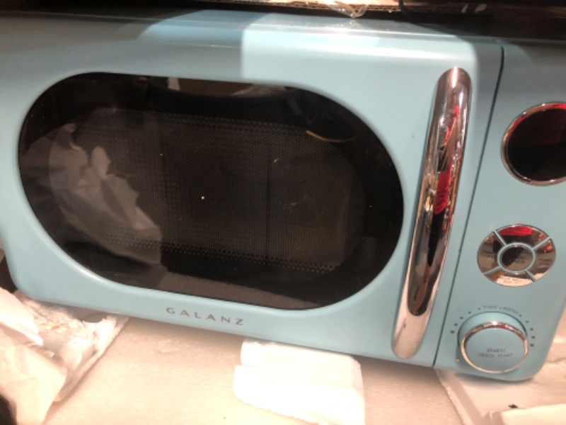 Photo 2 of **SEE NOTES**
 GALANZ GLCMKZ11BER10 Retro Countertop Microwave Oven with Auto Cook & Reheat Blue 1.1 cu ft Modern**USED, BUT APPEARS NEW**
