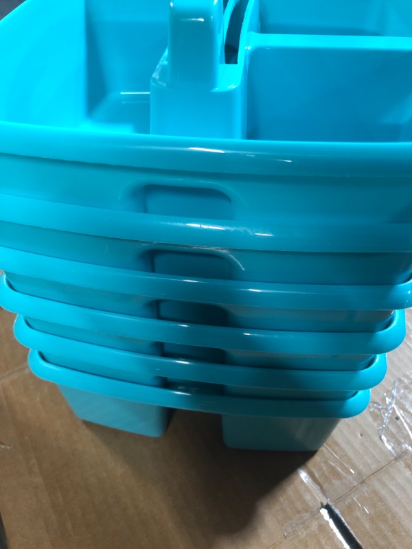 Photo 3 of Storex Small Plastic Caddies, 5-1/4"H x 9-1/4"W x 9-1/4"D, Teal, Pack Of 6 Caddies