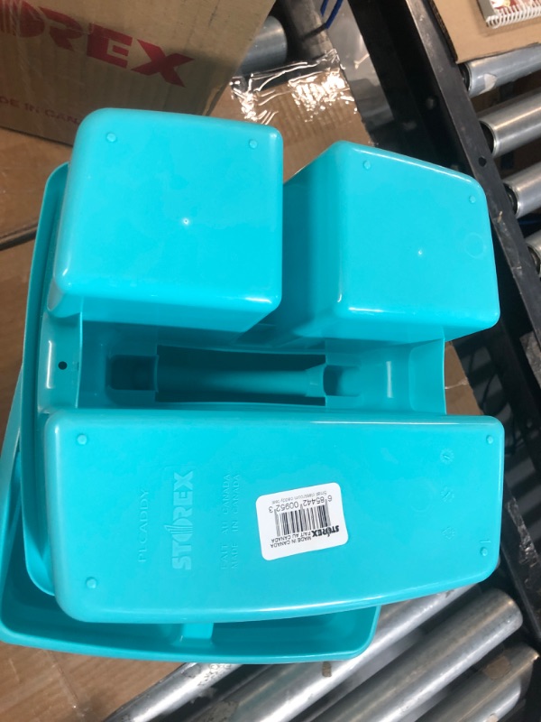 Photo 4 of Storex Small Plastic Caddies, 5-1/4"H x 9-1/4"W x 9-1/4"D, Teal, Pack Of 6 Caddies