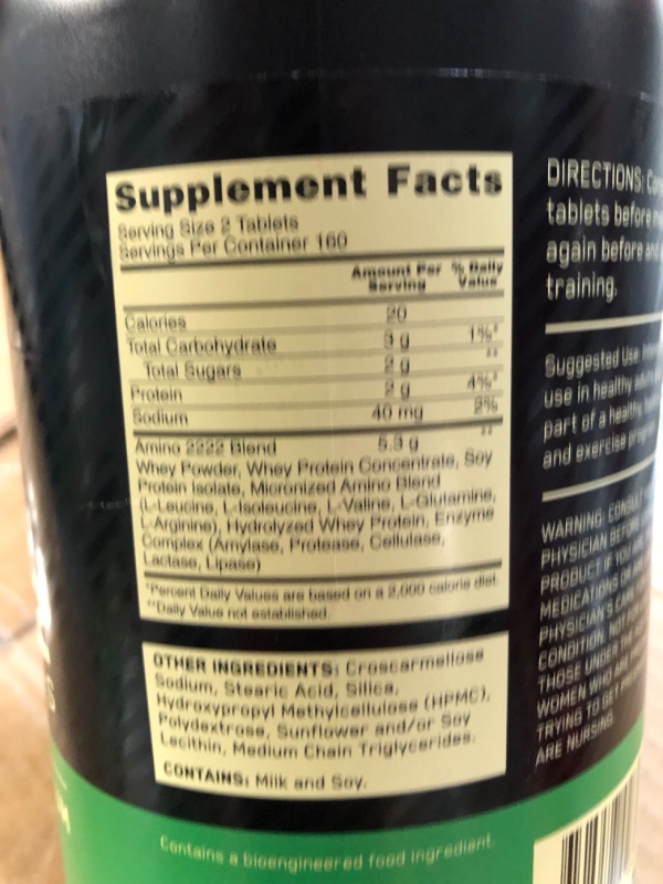 Photo 3 of (EX11/23) Optimum Nutrition Superior Amino 2222 Tablets, 320 Count