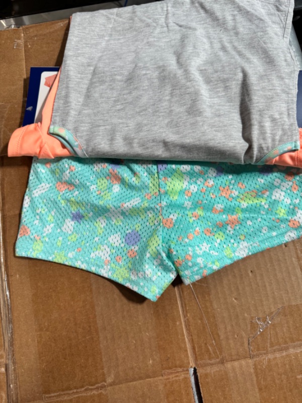 Photo 1 of Champion Girl S 3 Piece Polyester Tee Cotton Tank & Short Set (Macaron Coral/Oxford Heather/Aruba Blue 18M)