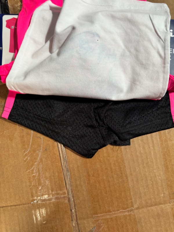 Photo 1 of Champion Girl S 3 Piece Polyester Tee Cotton Tank & Short Set (Knockout Pink/White/Black 18M)