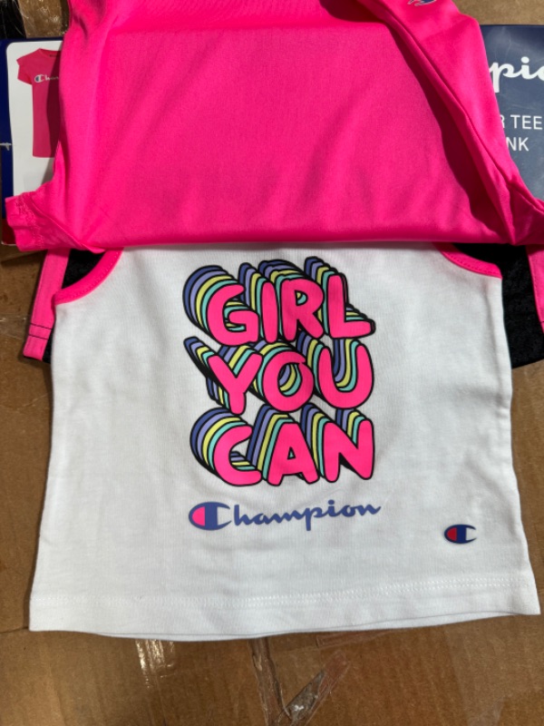 Photo 1 of Champion Girl S 3 Piece Polyester Tee Cotton Tank & Short Set (Knockout Pink/White/Black 18M)