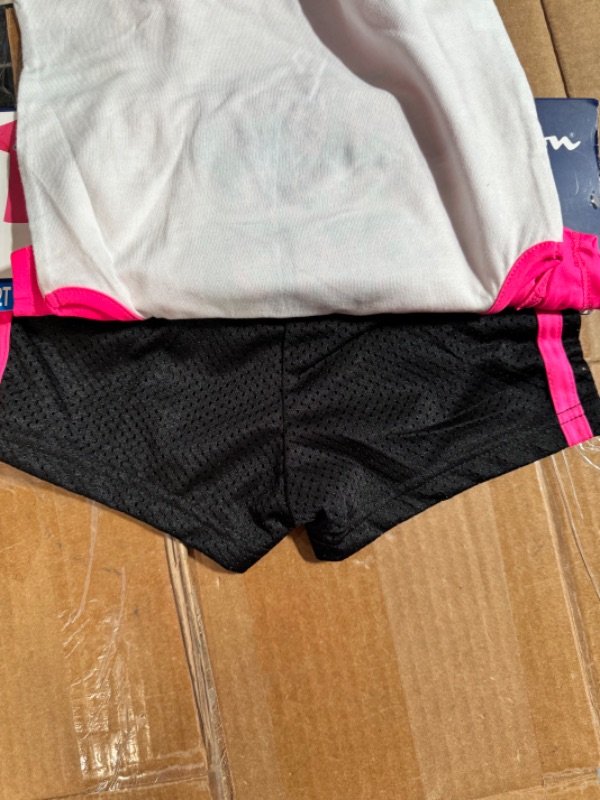 Photo 4 of SMALL (USED) Champion Girl S 3 Piece Polyester Tee Cotton Tank & Short Set (Knockout Pink/White/Black 2T)