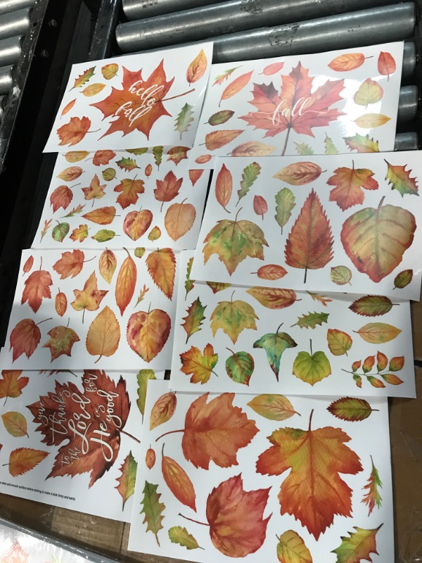 Photo 3 of **NEW, OPENED FOR INSPECTION**
Horaldaily 114 PCS Fall Window Cling Sticker, Thanksgiving Autumn Harvest Watercolor Leaves- PACK OF 5 