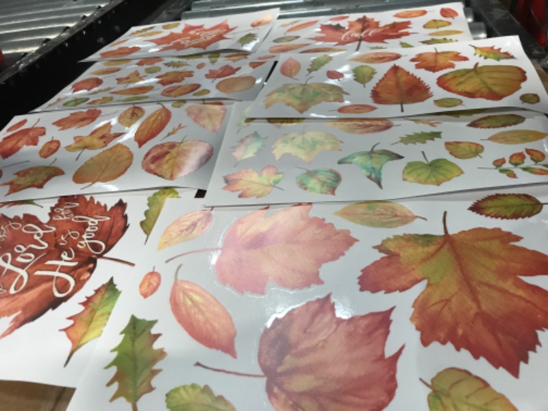 Photo 4 of **NEW, OPENED FOR INSPECTION**
Horaldaily 114 PCS Fall Window Cling Sticker, Thanksgiving Autumn Harvest Watercolor Leaves- PACK OF 5 