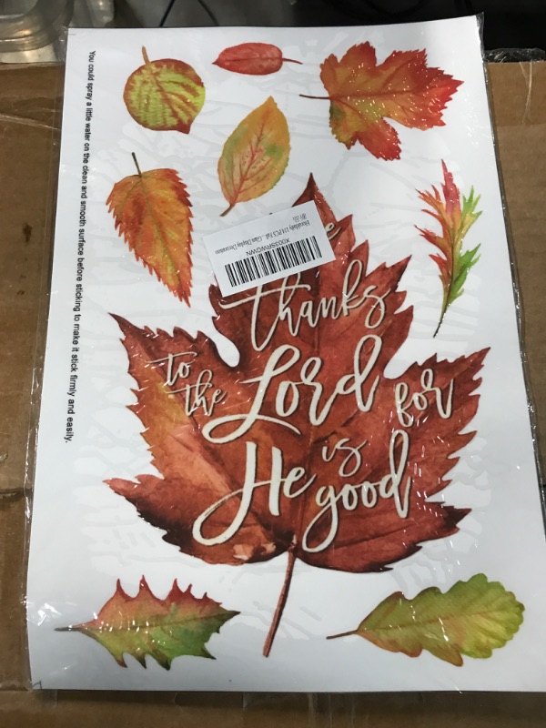 Photo 2 of **NEW, OPENED FOR INSPECTION**
Horaldaily 114 PCS Fall Window Cling Sticker, Thanksgiving Autumn Harvest Watercolor Leaves- PACK OF 5 