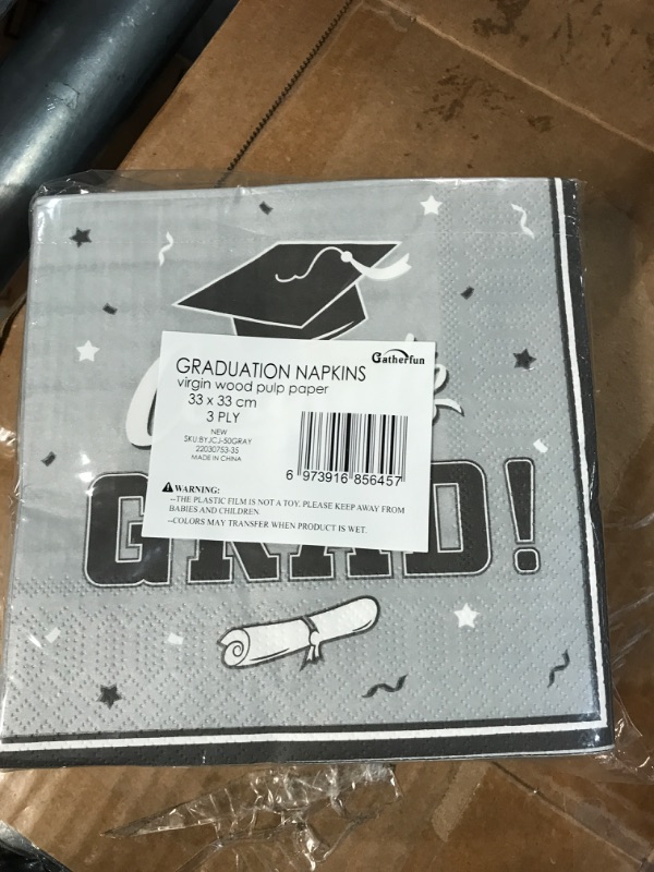 Photo 2 of Gatherfun Graduation Party Disposable Napkins Paper Napkins  3-Ply 50 Pack Silver Gray- PACK OF 2 