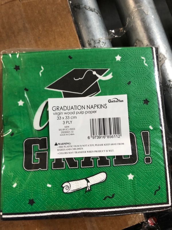 Photo 3 of Gatherfun Graduation Party Disposable Napkins Paper Napkins  3-Ply 50 Pack Green- PACK OF 2 