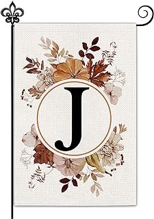 Photo 1 of **NEW, OPENED FOR INSPECTION**
Allorry Beauty Monogram Letter J Fall Garden Flag 12X18 Small - PACK OF 2 