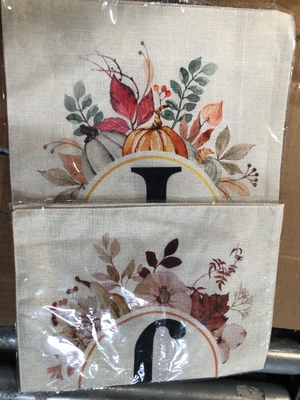 Photo 4 of **NEW, OPENED FOR INSPECTION**
Allorry Beauty Monogram Letter J Fall Garden Flag 12X18 Small - PACK OF 2 