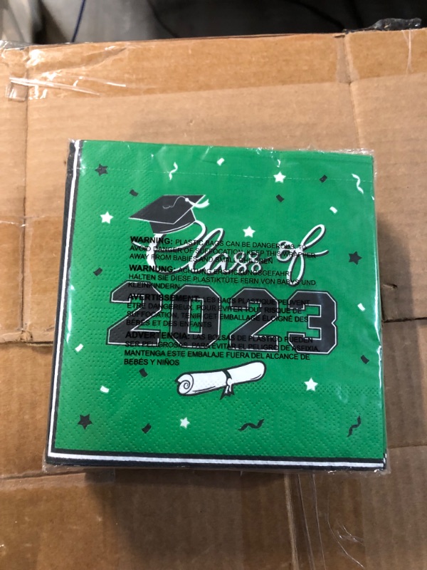 Photo 2 of Gatherfun Graduation Party Disposable Napkins Paper Napkins 3-Ply 50 Pack Green- PACK OF 2 