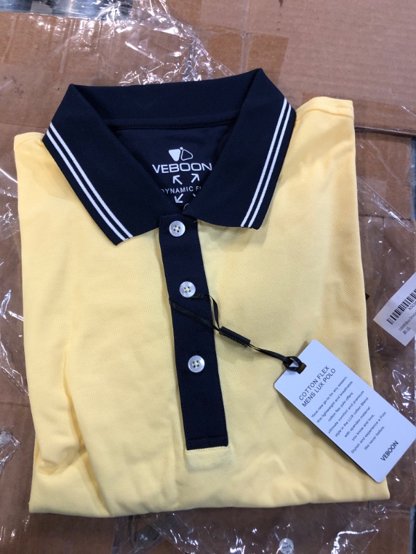 Photo 2 of **NEW, OPENED FOR INSPECTION**
VEBOON Polo Shirts Short Sleeve - LARGE  Yellow Multi