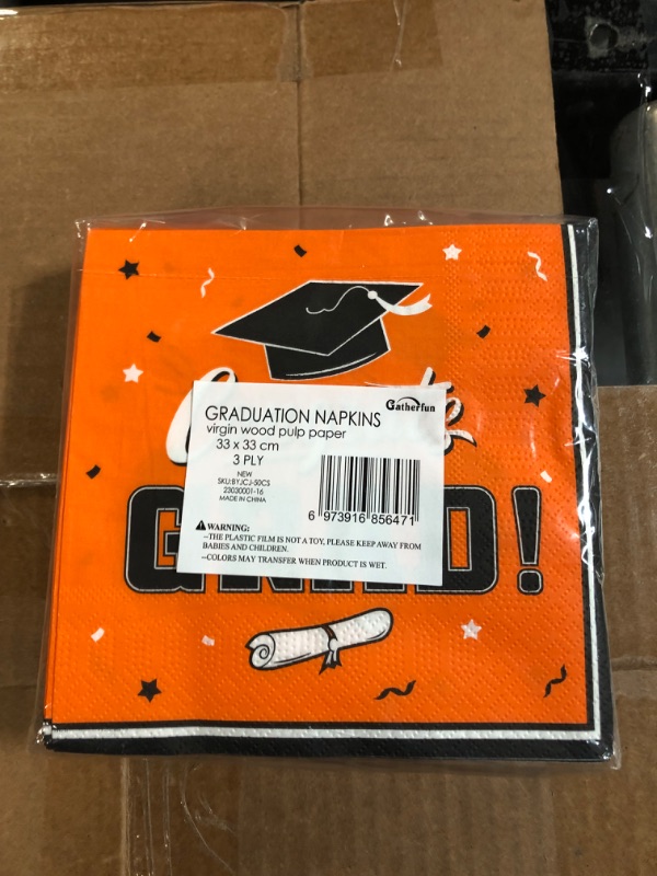 Photo 4 of Gatherfun Graduation Party Disposable Napkins Paper Napkins 3-Ply 50 Pack Orange- pack of 2 