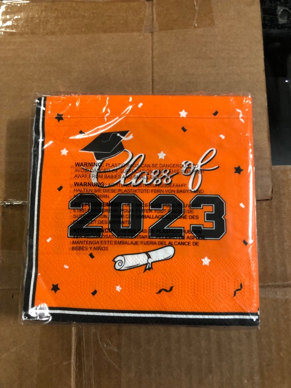 Photo 1 of Gatherfun Graduation Party Disposable Napkins Paper Napkins 3-Ply 50 Pack Orange- pack of 2 