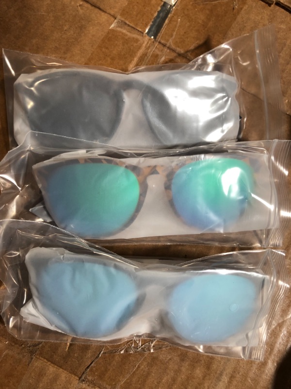 Photo 1 of **NEW, OPENED FOR INSPECTION**
CHBP Sunglasses Polarized UV Protection Trendy Vintage Retro Round Mirrored Lens Sunglasses - pack of 3 